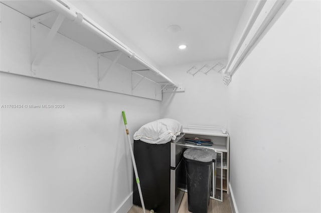 walk in closet featuring wood finished floors