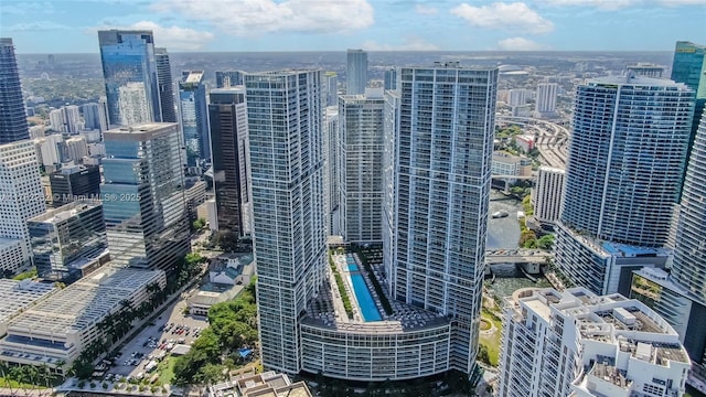 drone / aerial view featuring a city view