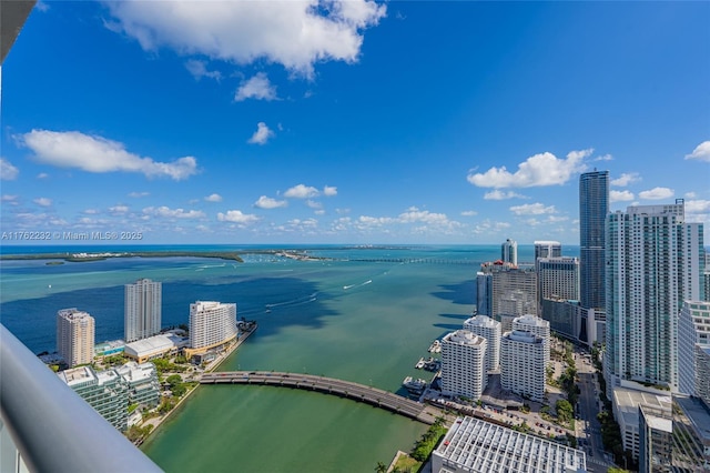 property view of water featuring a city view