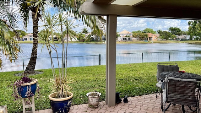 water view featuring a fenced backyard