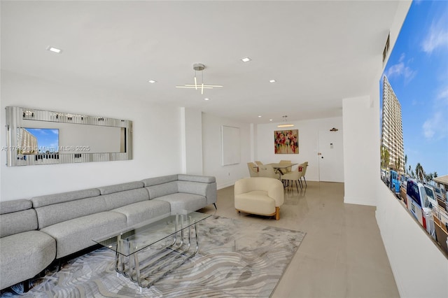 living area featuring recessed lighting