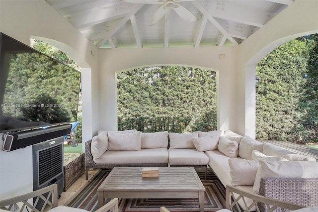 view of patio featuring a gazebo and an outdoor hangout area