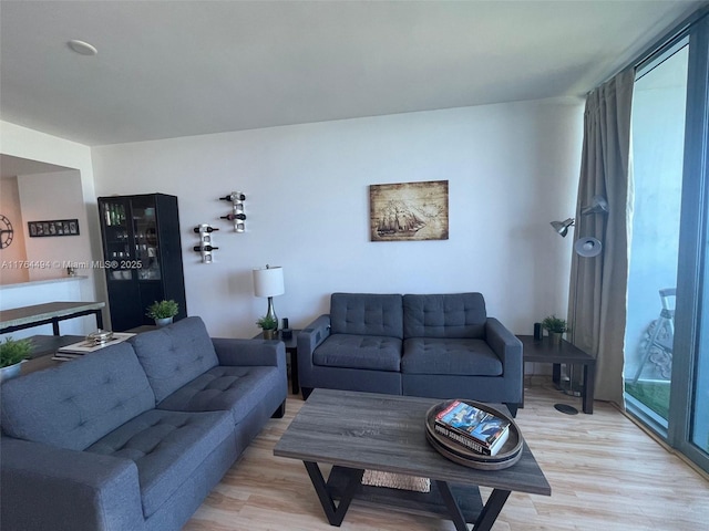 living area featuring light wood-type flooring