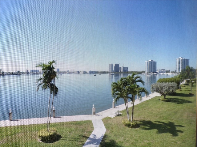 view of water feature featuring a view of city