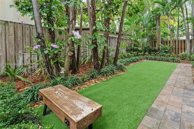 view of yard featuring a fenced backyard