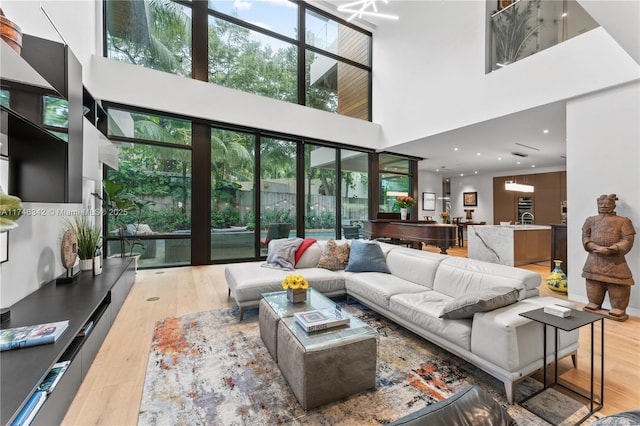 living room with light wood-style floors