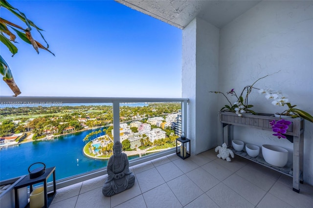 balcony with a water view