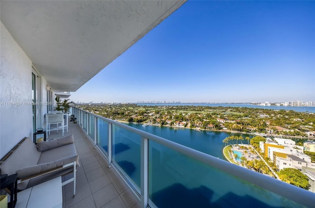 balcony with a water view