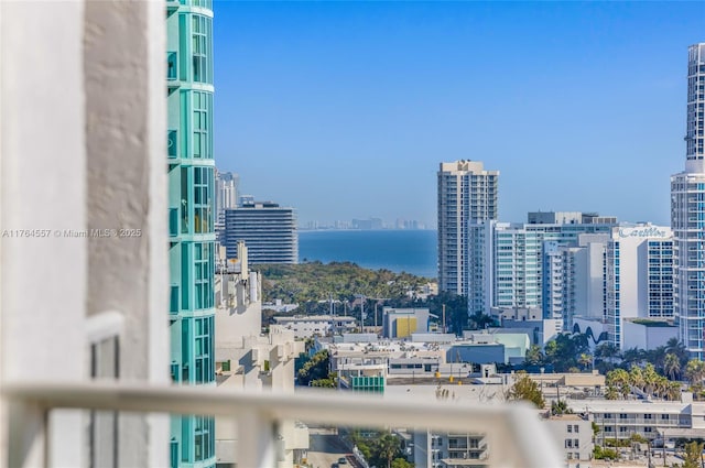 view of city with a water view