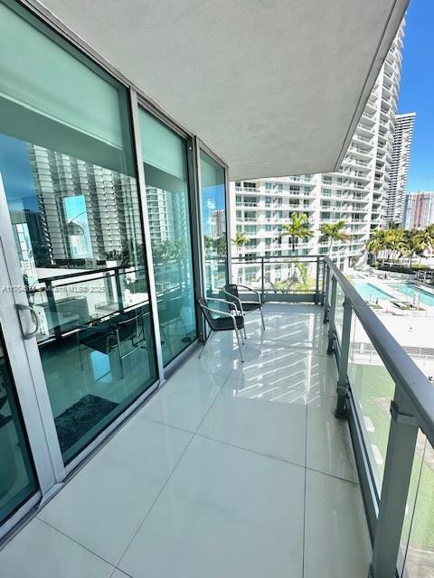 balcony with a view of city