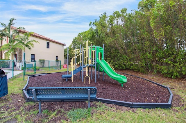 community play area featuring fence