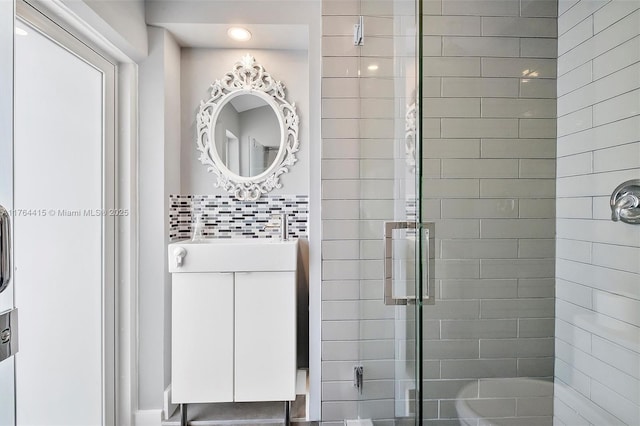 bathroom featuring a shower stall