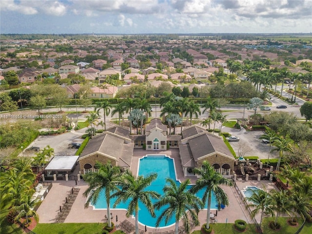 aerial view with a residential view