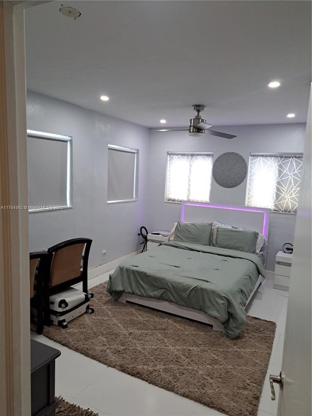 911 W Country Club Cir, Plantation, FL 33317 - bedroom with recessed lighting, baseboards, and a ceiling fan