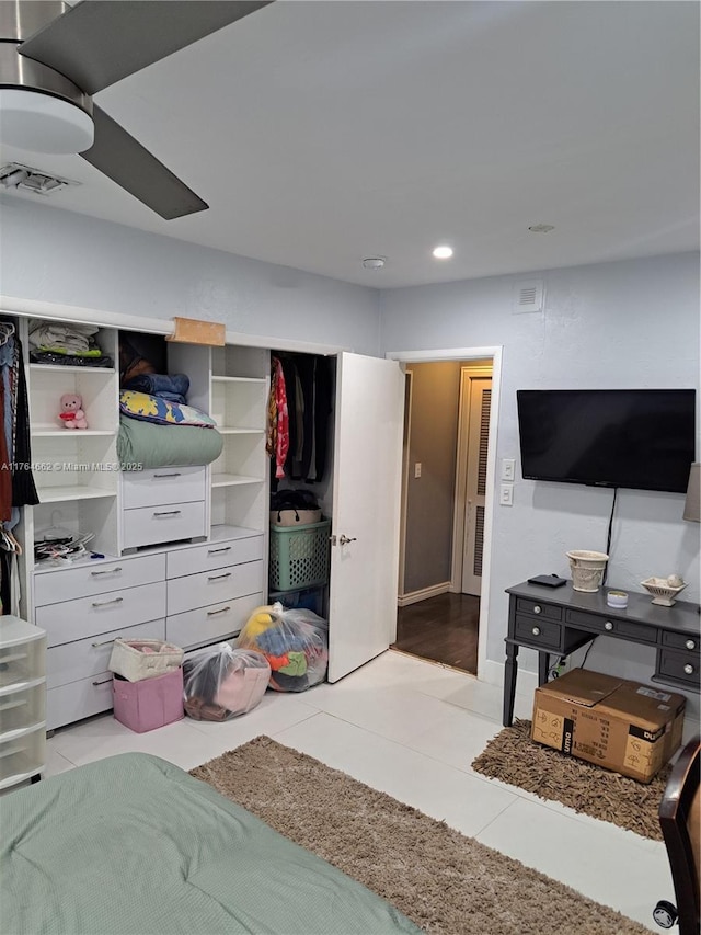 911 W Country Club Cir, Plantation, FL 33317 - bedroom with recessed lighting, visible vents, and light tile patterned flooring