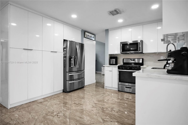 13021 NW 11th Ter, Miami, FL 33182 - kitchen featuring visible vents, white cabinets, stainless steel appliances, modern cabinets, and a sink