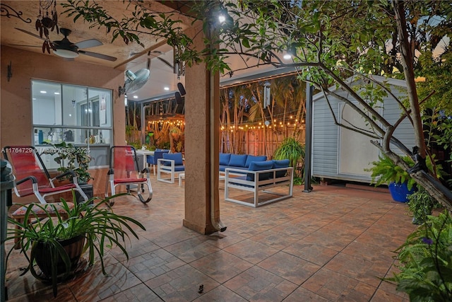 13021 NW 11th Ter, Miami, FL 33182 - view of patio / terrace with an outdoor hangout area and a ceiling fan
