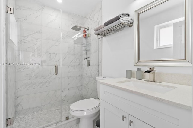 10341 SW 150th Ter, Miami, FL 33176 - bathroom with a marble finish shower, toilet, and vanity