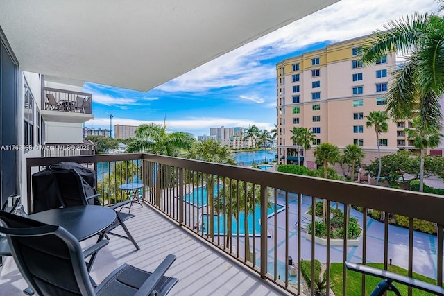 balcony with a water view