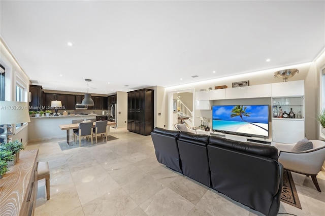 9835 NW 86th Ter, Doral, FL 33178 - living room featuring recessed lighting and stairs