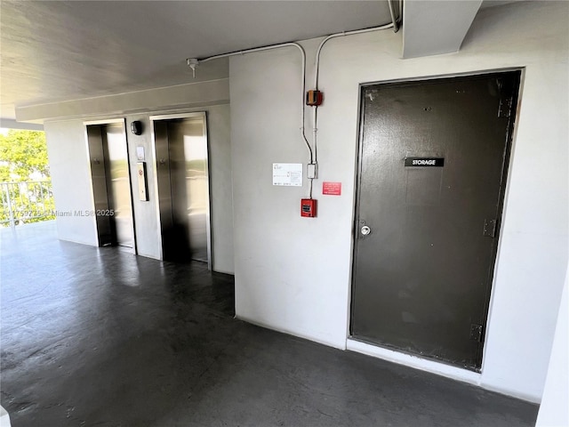 interior space with elevator