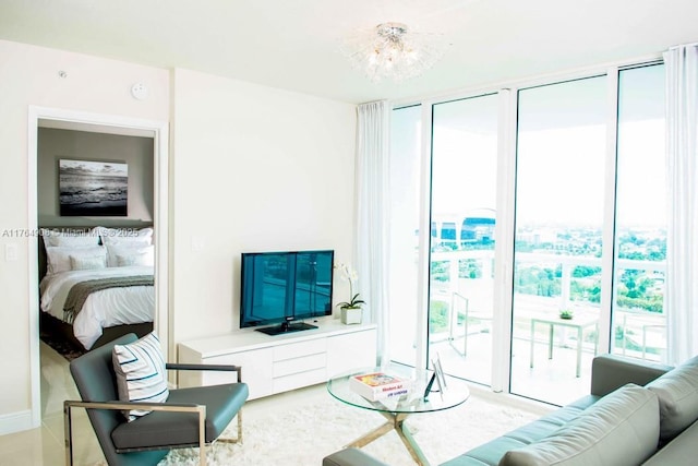 living area featuring expansive windows