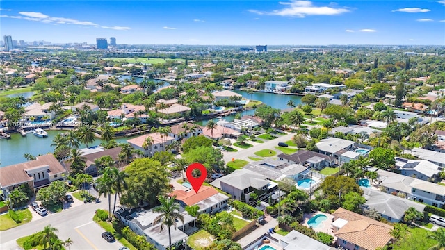 1107 Washington St, Hollywood, FL 33019 - drone / aerial view with a water view and a residential view