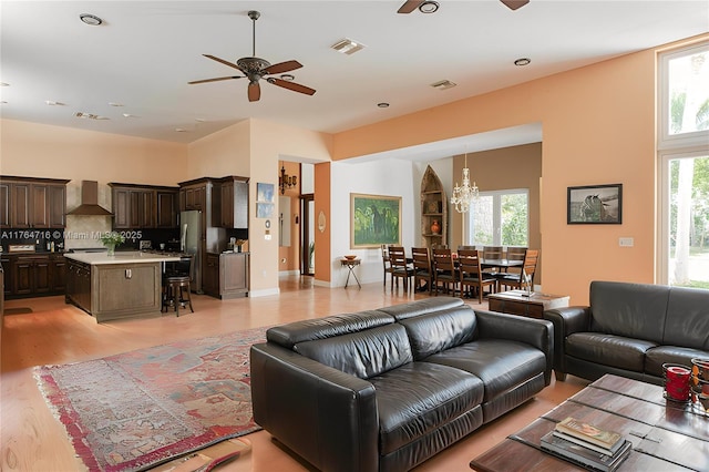 12301 SW 107th Ave, Miami, FL 33176 - living room with ceiling fan and light wood-style flooring