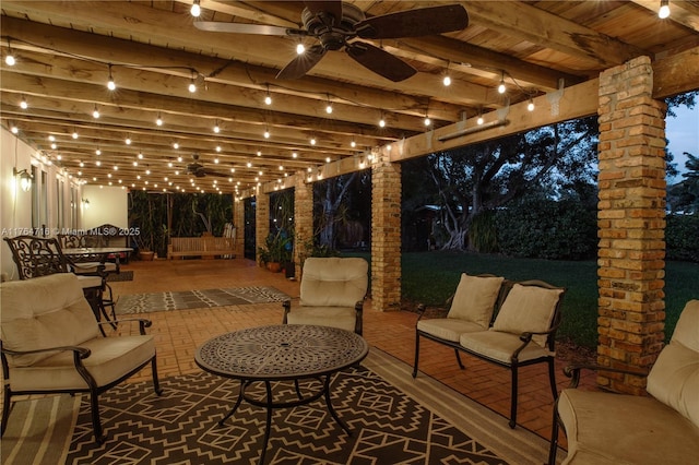 12301 SW 107th Ave, Miami, FL 33176 - view of patio with an outdoor living space and a ceiling fan