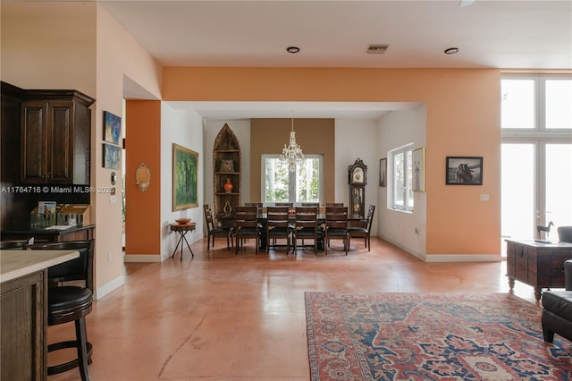 12301 SW 107th Ave, Miami, FL 33176 - dining room featuring a chandelier and baseboards