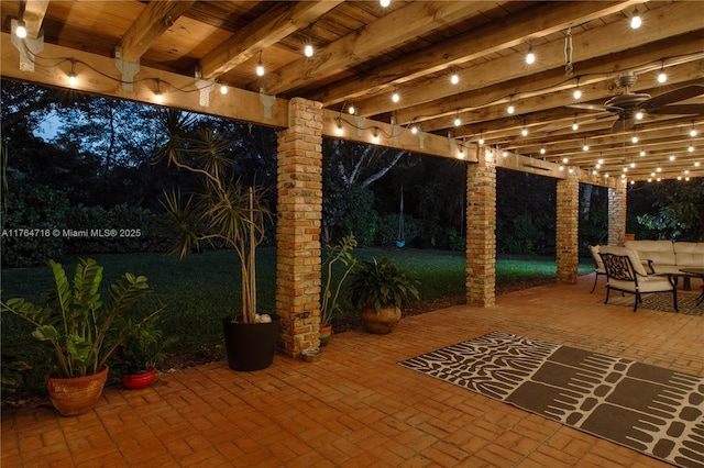 12301 SW 107th Ave, Miami, FL 33176 - patio at night featuring a pergola and a patio area