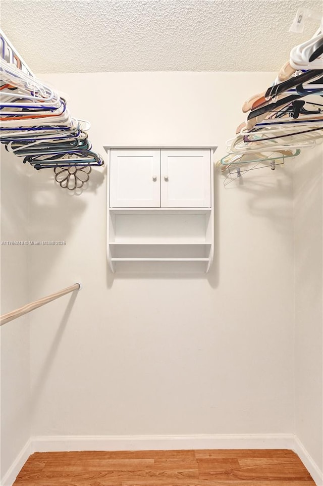 walk in closet with light wood-type flooring