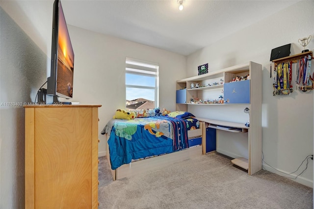 bedroom with baseboards and carpet floors