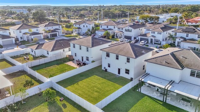 drone / aerial view with a residential view