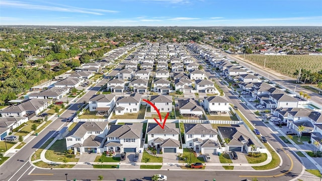 aerial view with a residential view