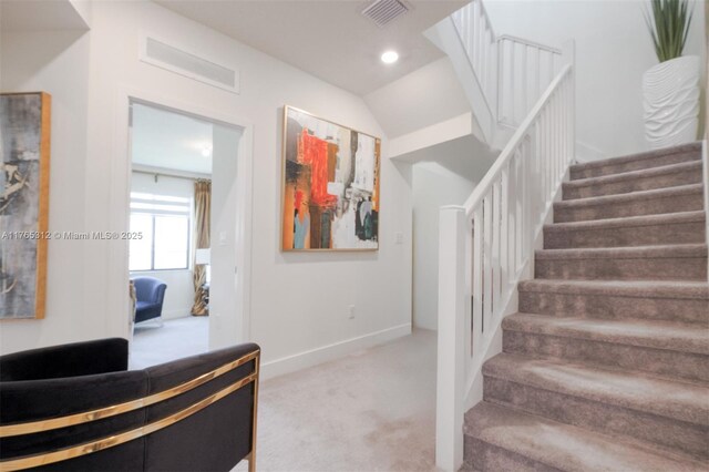 8321 Central Park Blvd, Doral, FL 33166 - staircase with recessed lighting, carpet flooring, baseboards, and visible vents