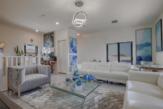 8321 Central Park Blvd, Doral, FL 33166 - living room featuring a chandelier, visible vents, and recessed lighting