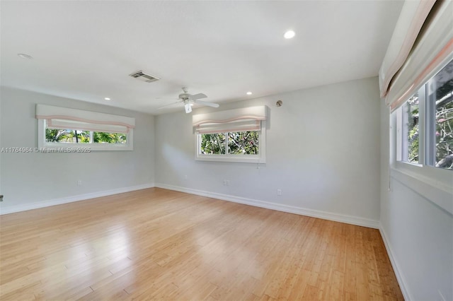 13575 SW 72nd Ave, Pinecrest, FL 33156 - empty room with light wood finished floors, recessed lighting, and ceiling fan
