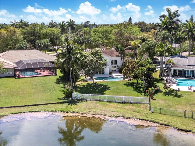 13575 SW 72nd Ave, Pinecrest, FL 33156 - view of subject property with a pool area and a large body of water