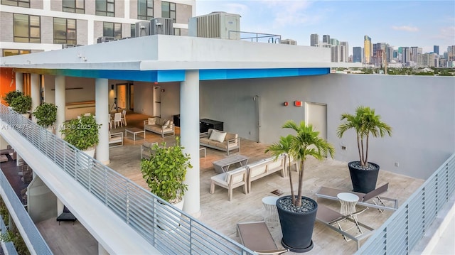 view of patio / terrace featuring a view of city