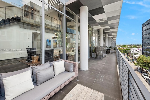 balcony featuring an outdoor living space
