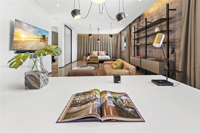 interior space with recessed lighting and wood finished floors