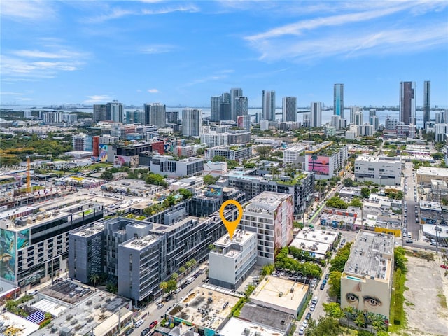 drone / aerial view featuring a city view