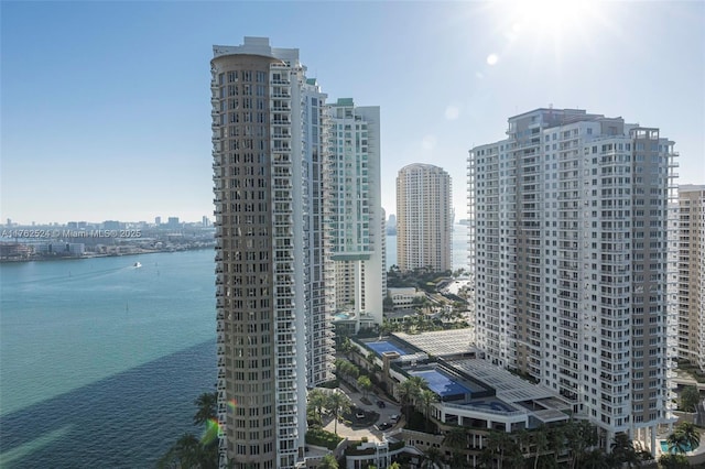 view of city with a water view