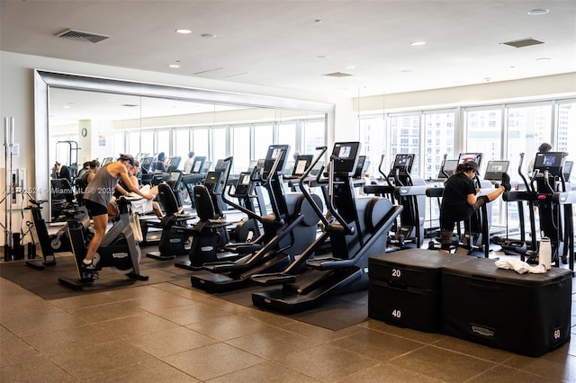 workout area with visible vents
