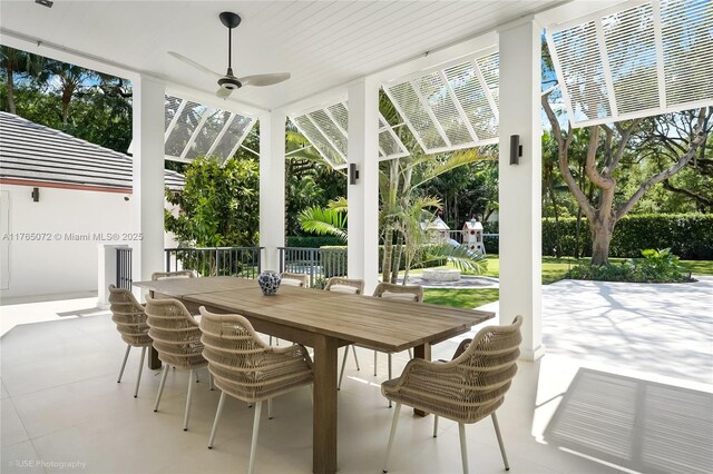 4550 Sunset Dr, Coral Gables, FL 33143 - view of patio with ceiling fan and outdoor dining space