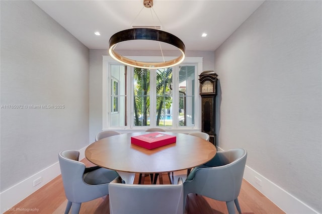 4550 Sunset Dr, Coral Gables, FL 33143 - dining area with light wood finished floors, baseboards, and recessed lighting