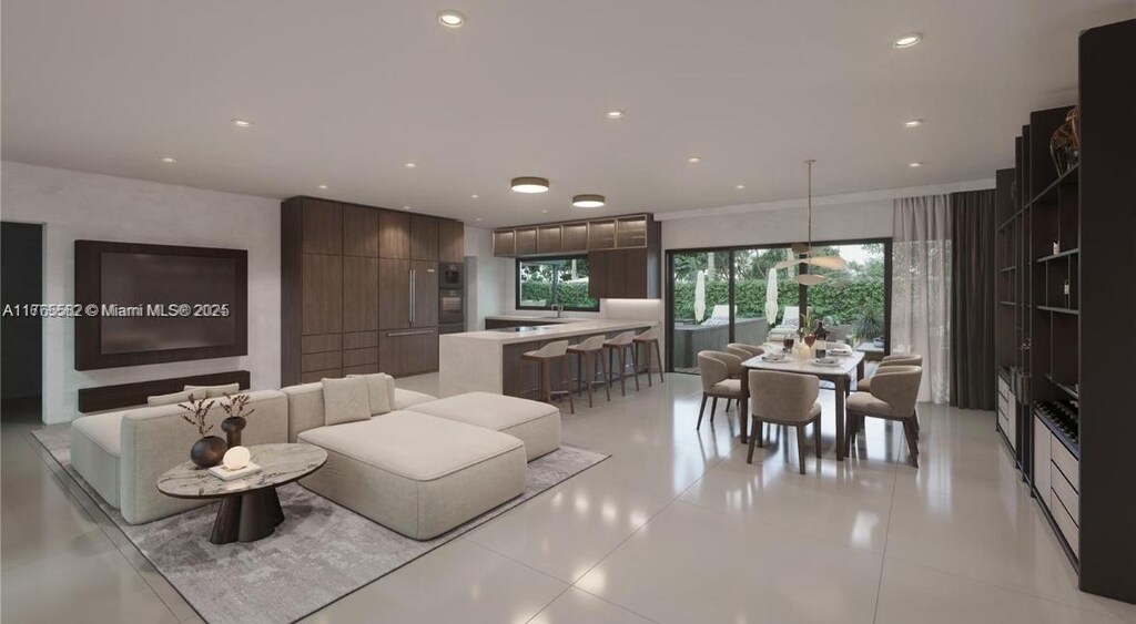 1961 NE 186th Dr, North Miami Beach, FL 33179 - living area featuring recessed lighting and crown molding