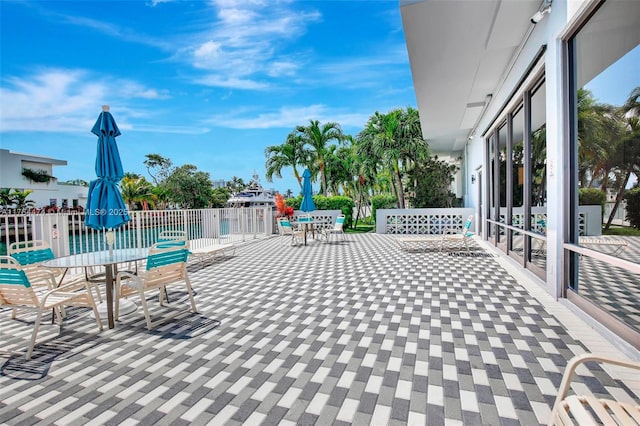 view of patio featuring outdoor dining space