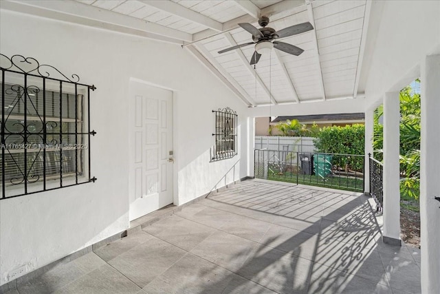 2911 NW 30th St, Miami, FL 33142 - view of patio / terrace featuring a ceiling fan and fence
